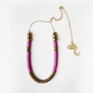 Handmade Magenta Vintage Sequin and Brass Bead Necklace